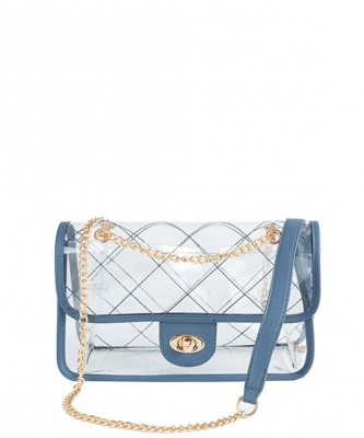 High Quality Quilted Clear PVC Bag BA510003 NAVY